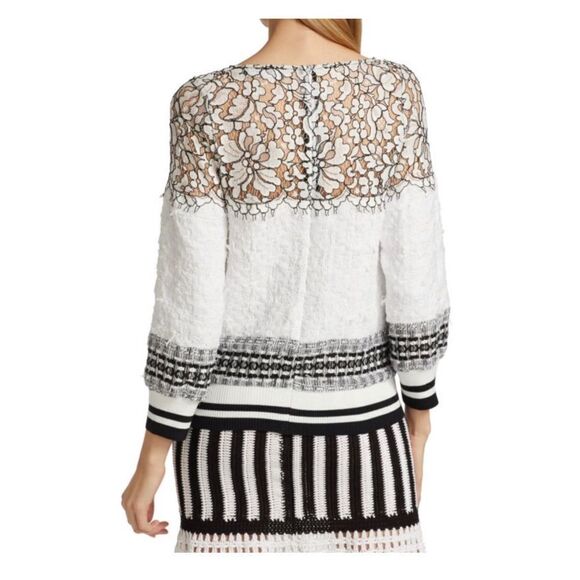 FREDERICK ANDERSON Lace-Trimmed Tweed Sweatshirt size 8 - Picture 2 of 13